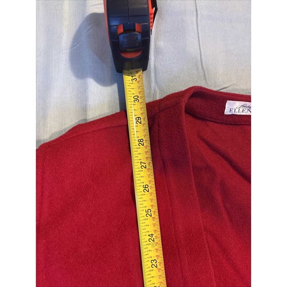 Linda Allard for Ellen Tracy Red 100% Wool Open Front Cardigan Jacket Womens 8 - Picture 9 of 12